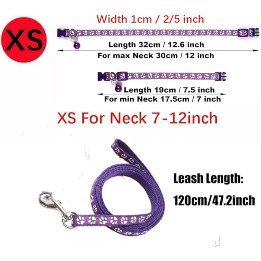 Purple Small Puppy Collar Girl Leash Set Nylon Basic Reflective Puppy Collars Paw Print for XXS Xs Small Dog Cat Pet Animal Lit S043c1c635d5840138177a8869ad60ff4l Mytailwiggles2.com