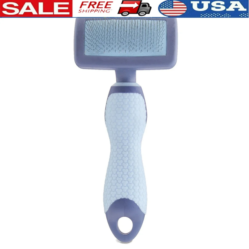 Plastic Dog Slicker Grooming Brush TPR Grip Flexible Stainless Steel Bristles Ergonomic Design Prevent Shedding Mats Fluff-Free United States S054aabc3913a4fbf9f4c073ff3bdf7b58 Mytailwiggles2.com