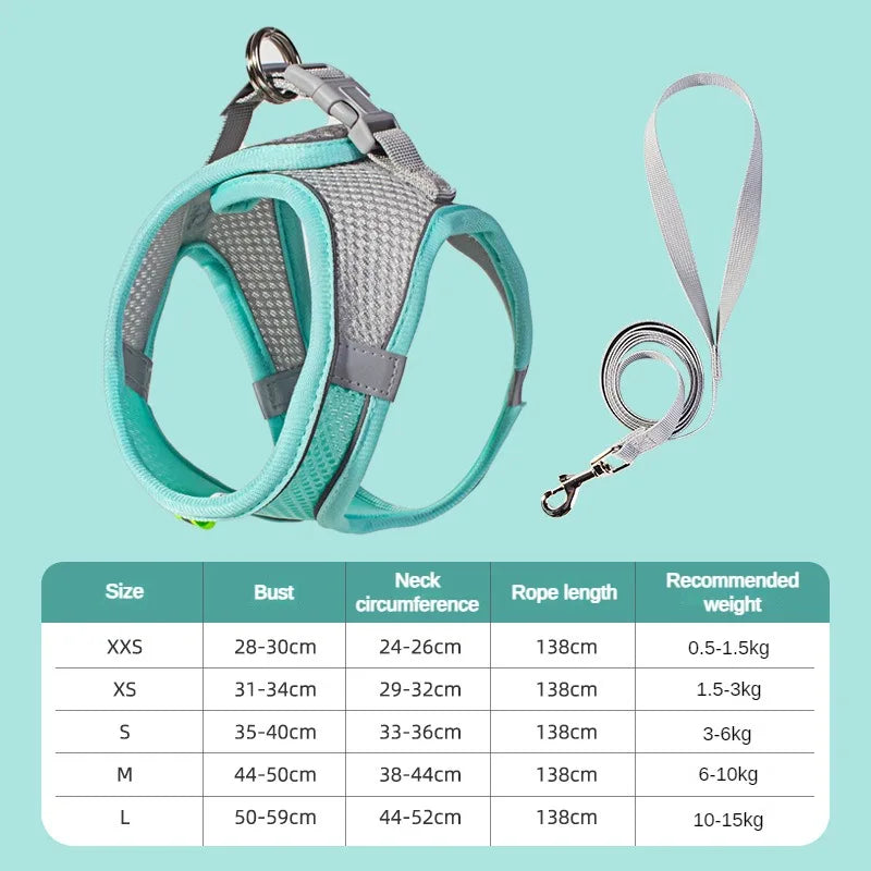 Puppy Harness Set Dog Accessories Adjustable Puppy and Cat Harness Vest French Bulldog Chihuahua Small Dog Collar Pet Leash Dogs United States green S06895fa9cca640a1a30554c021a2c78ec Mytailwiggles2.com