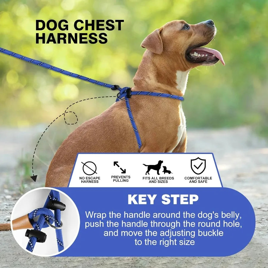 3 in 1 Adjustable No Pull Rope Dog Harness with Reflective Leash and Collar for Large and Giant Breeds Ideal for Outdoor Walkin S0c735aebe2fc4cf8b5e16c6dfd303bad7 Mytailwiggles2.com