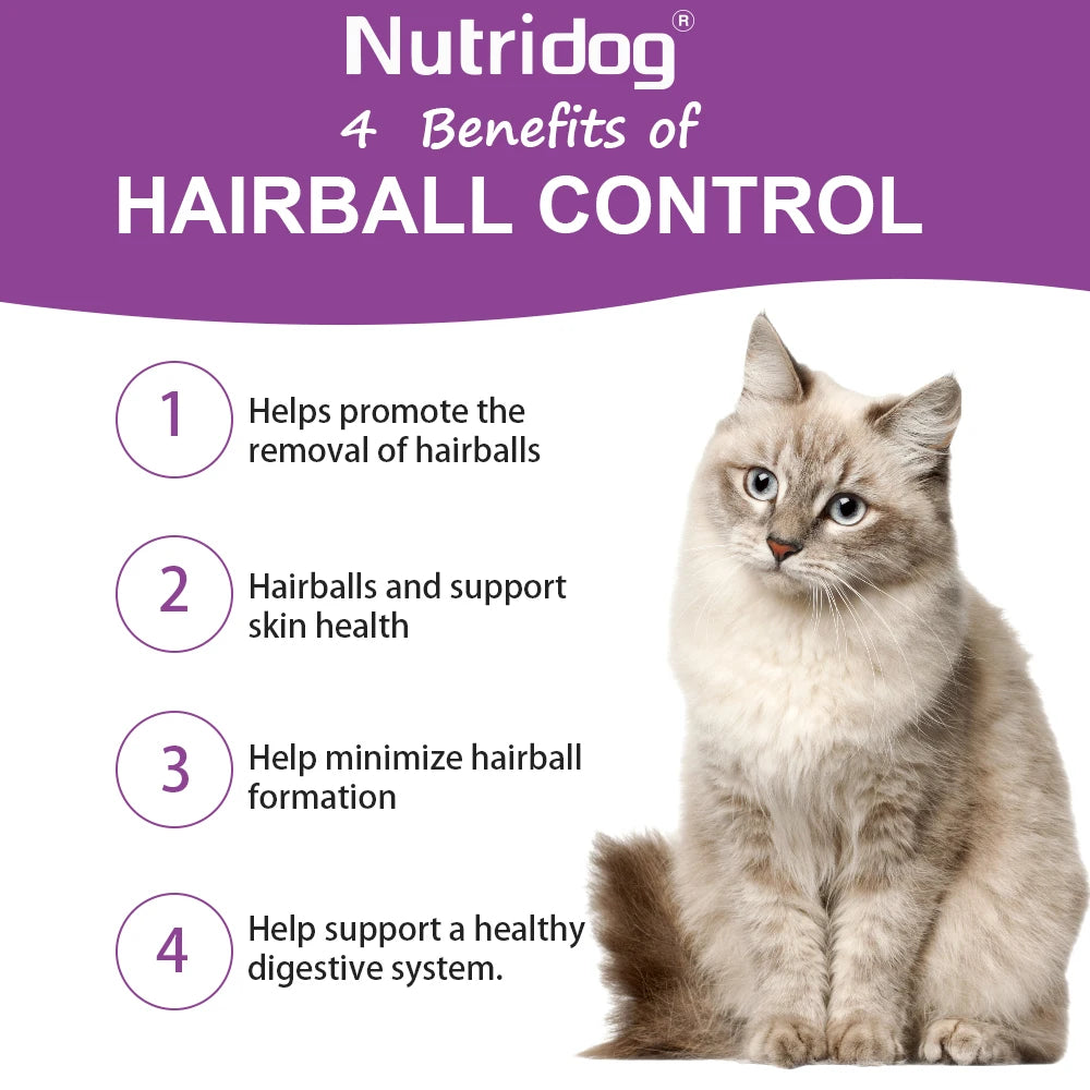 NUTRIDOG Cat Hairball Control Chews Omega 3 & 6 Psyllium Husk Biotin Hairball Control for Cats Digestive Health and Skin Support S11470d4e5c0943369155d7c92f3b0dfd6 Mytailwiggles2.com