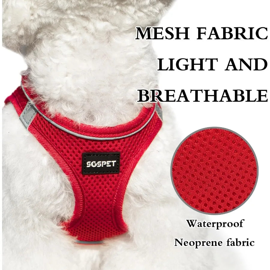 Dog Harness Dog Breathable Mesh Harness Vest Collar Soft Chest Strap Leash Set All Weather Mesh Adjustable Reflective Puppy Har S121b2755c24e4550bf41b7ffb219c88dz Mytailwiggles2.com