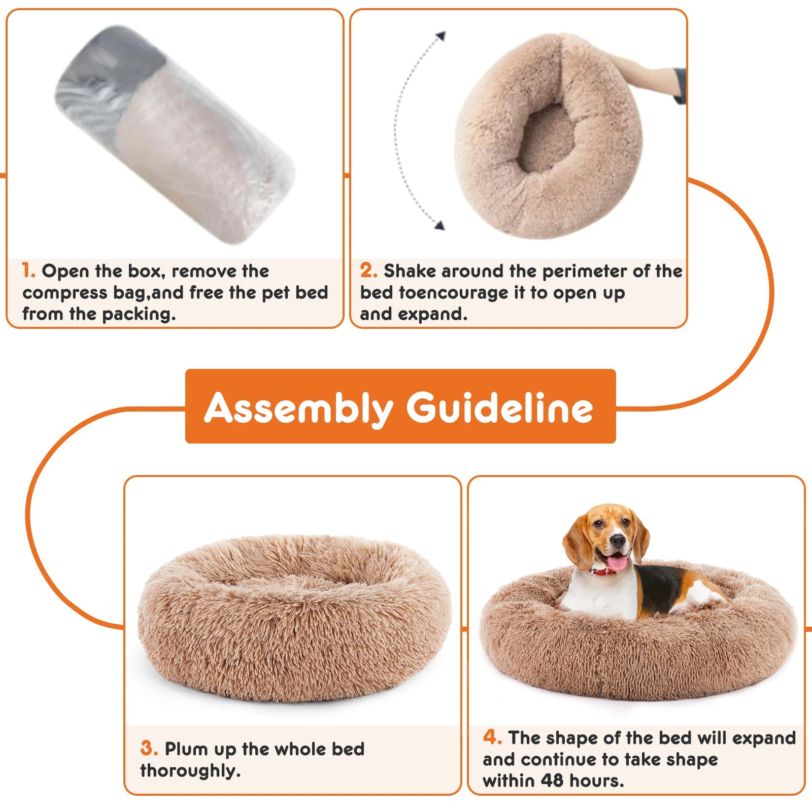 JHK Calming Dog Bed for Medium to Large Dogs Washable Large Pet Bed Anti-Slip Round Fluffy Plush Faux Fur Dog Bed S1491eede23e540c8ac6cd0a0695ed2c2t Mytailwiggles2.com