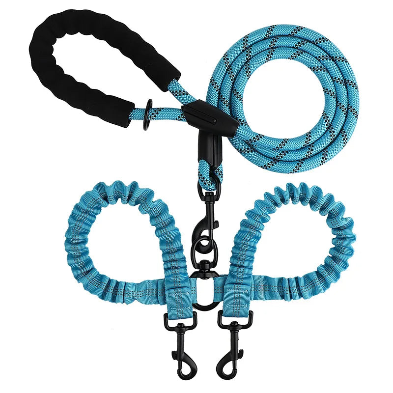 Pet Dog Double Leashes Elastic Rope Two Heads Nylon Two Dogs Collars Harness Leads Dog Leashes Dogs Leash Way Coupler Walk Two Blue S1ece9a7e1df84921964eb5344bf8c141z Mytailwiggles2.com