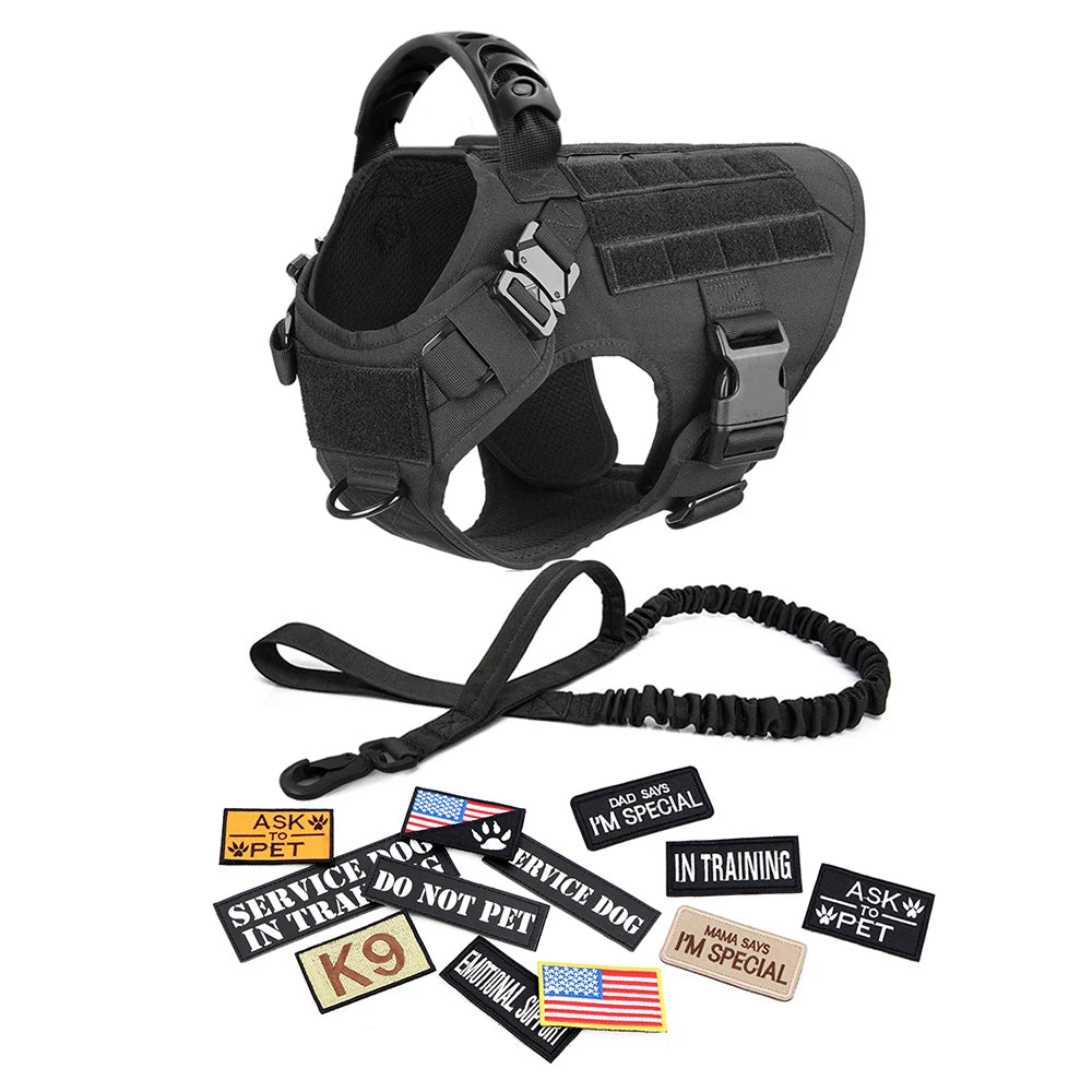Military Large Dog Harness Collar Leash Bags Patches Set Pet Malinois Training Vests Tactical Dogs Harnesses Accessories S7a47ed2a45d0463b823bce3f9fed7649c Mytailwiggles2.com
