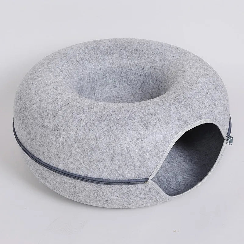 Donut Cat Bed Interactive Tunnel Pet Felt Indoor Toys Cats House Kitten Training Toy Cat Kennel Pets Supplies light grey S2e0ef19e057c4f48a76910e96fd031f7M Mytailwiggles2.com