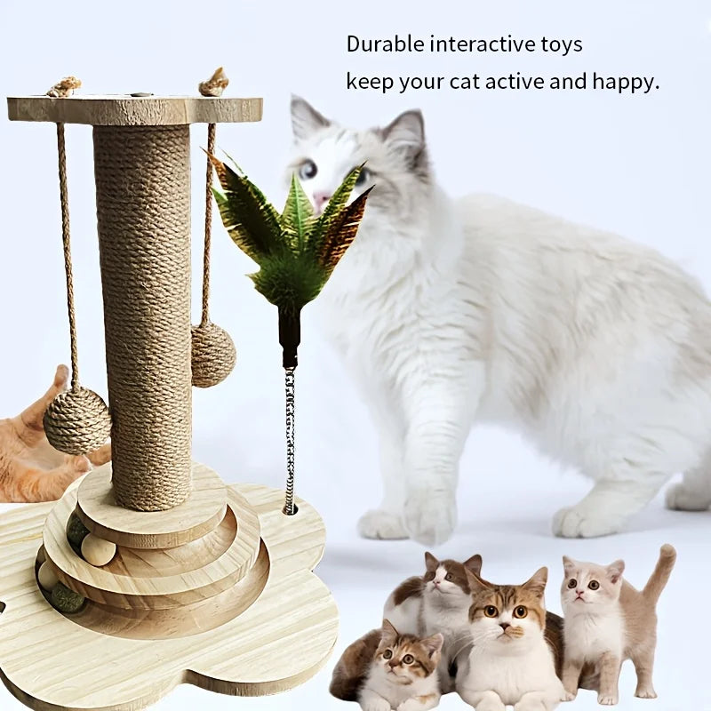 Indoor Cat Scratching Post for Home Pets, 2-Layer Ball Track Kitten Toy with Teasing Wand, Sisal Cat Scratching Post with Toy Ball S5804555b65264d1fbbd4008c20d38546f Mytailwiggles2.com