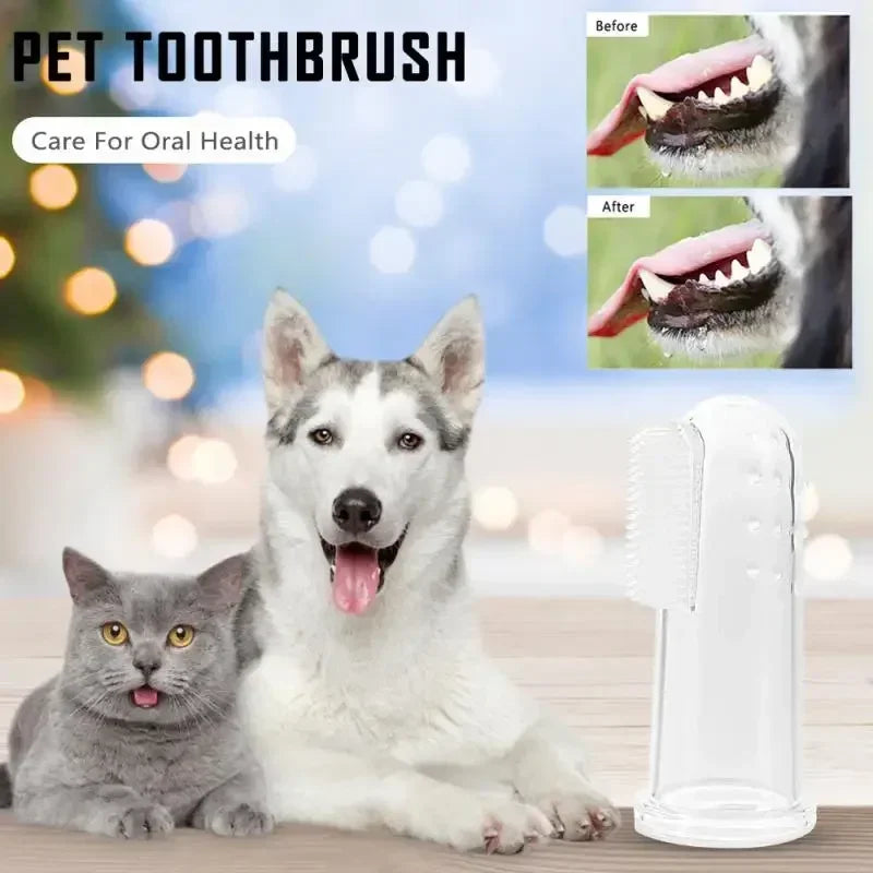 Pet Toothbrush Super Soft Pet Finger Toothbrush Dog Brush Bad Breath Tartar Teeth Care Tool Pet Cleaning Silicagel Supplies