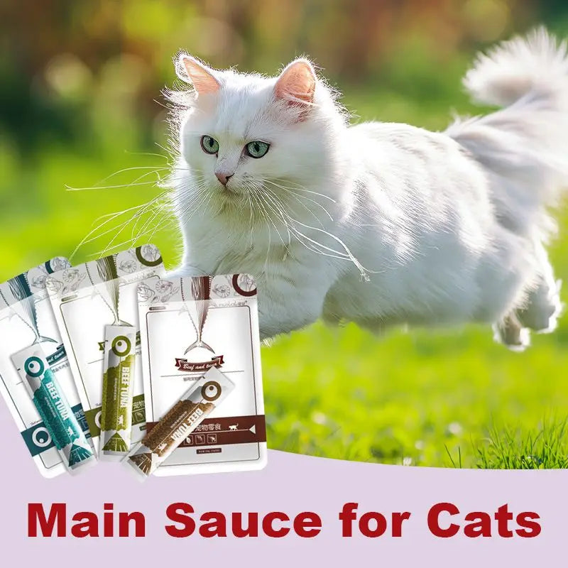 Cat Strips 13gX8PCS Wet Food Pet Cat Snacks Cod Tuna Beef Pet Food Cats Supplement Protein DHA Cat Sauce Make Hair Beautiful S3259a337a10b485ab67009505356329cn Mytailwiggles2.com