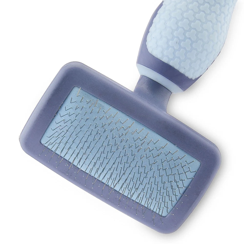Plastic Dog Slicker Grooming Brush TPR Grip Flexible Stainless Steel Bristles Ergonomic Design Prevent Shedding Mats Fluff-Free United States S054aabc3913a4fbf9f4c073ff3bdf7b58 Mytailwiggles2.com