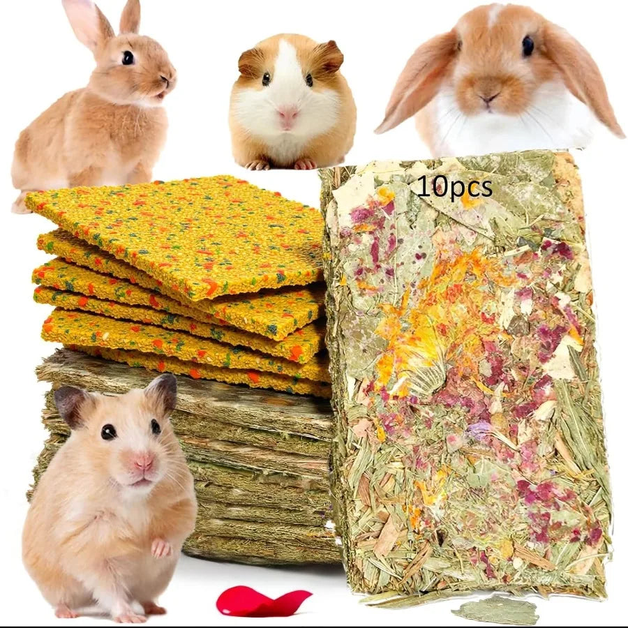 Rabbit Toys 10pcs 2 in 1 Bunny Crisp Treat Guinea Pig Chew Sck for Cleaning Teeth Enrichment Timothy Hay Chips Hamsters Molar F