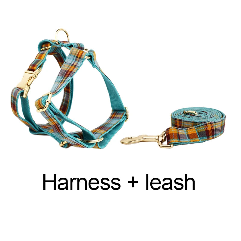 High Quality Custom Design Logo Cotton Pet Accessories Personalized Dog Collar Leashes Harness Bow Set Manufacturers Grid13-02 Harness leash S3b2067905de544d0a1fabd21663e5e538 Mytailwiggles2.com