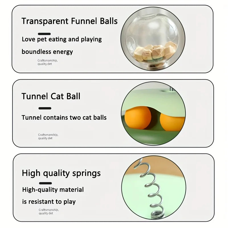Turntable Cat Toy with Treat Dispensing Ball, 3-in-1 Self-Entertainment for Cats, Educational Slow-Feeding Toy Ball, Cat Teaser Wand Combined with Turntable, Spring Treat Dispensing Ball, Cat Pet Supplies S407c672ac2eb4a69aa6f55d5bc3220c41 Mytailwiggles2.com