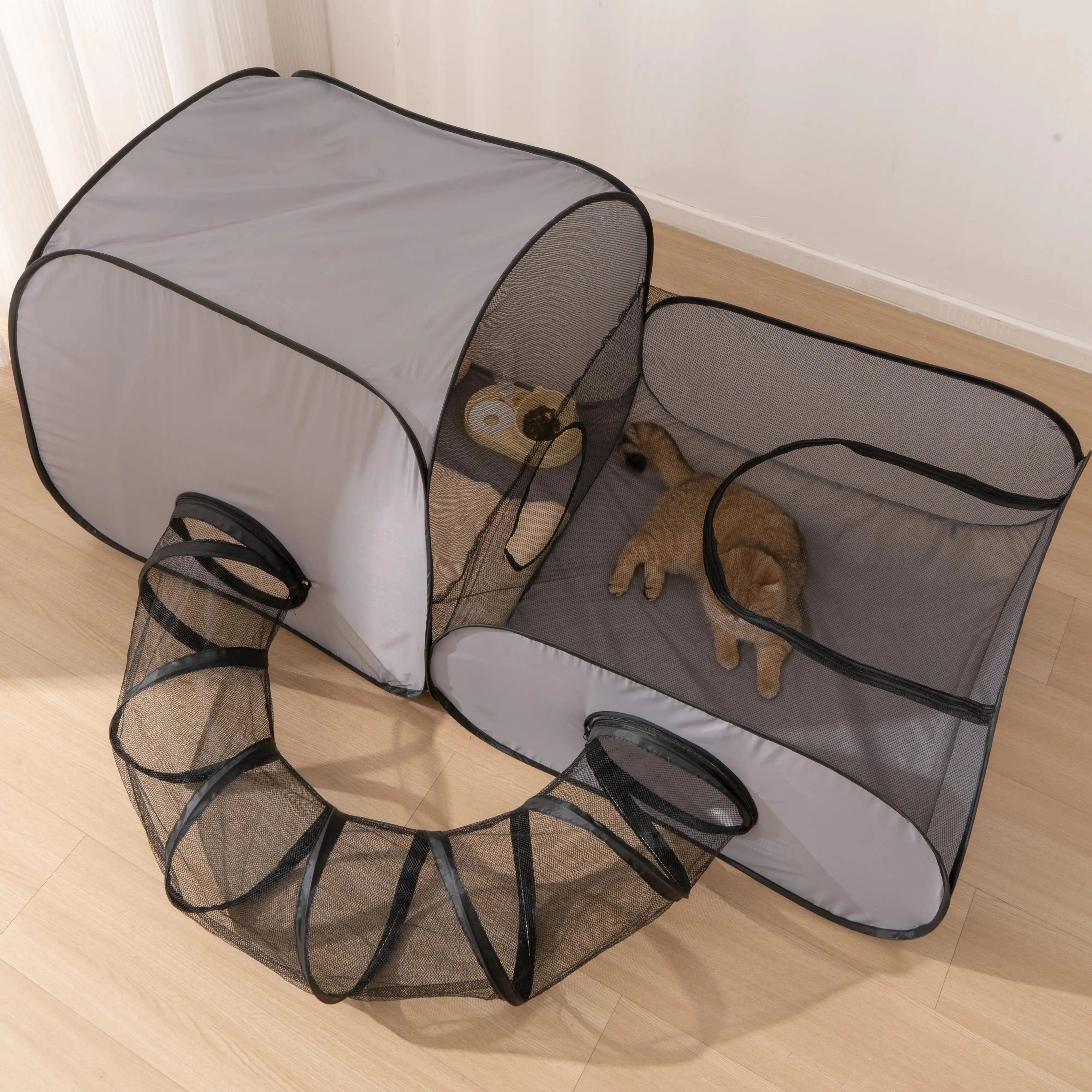 Square Gray Cats and Dogs Delivery Room Hard Oxford Cloth with a Play Tunnel Foldable Pets Nest S40bd81fd995f4bacb1b3de40c5f21b18y Mytailwiggles2.com