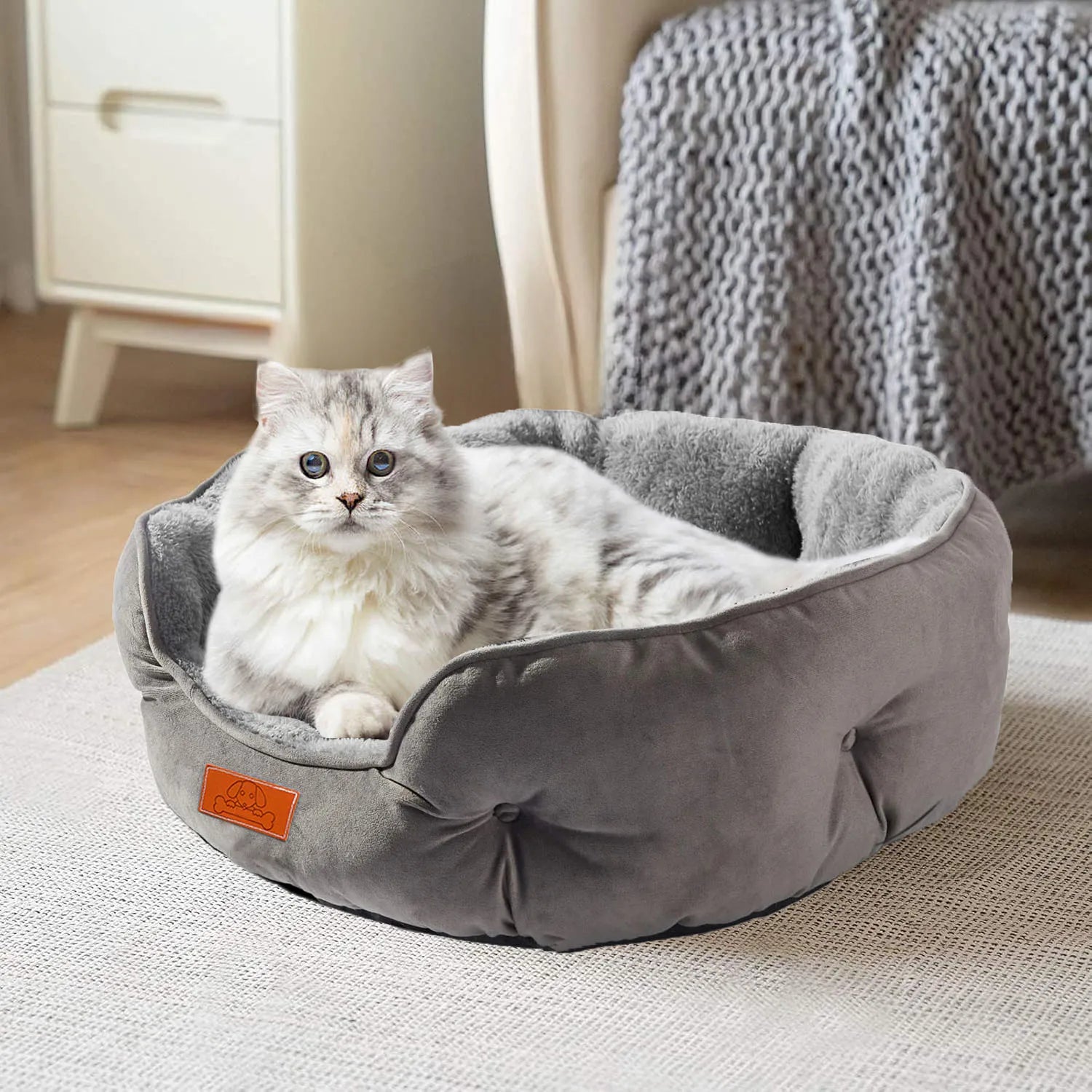 Pet Bed for Small and Large Pets, Soft, Washable, Non-Slip Base, Water Resistant, Grey, 50 cm S495cf38f2e4144d2b3f3e5c8af4ba6c5R Mytailwiggles2.com