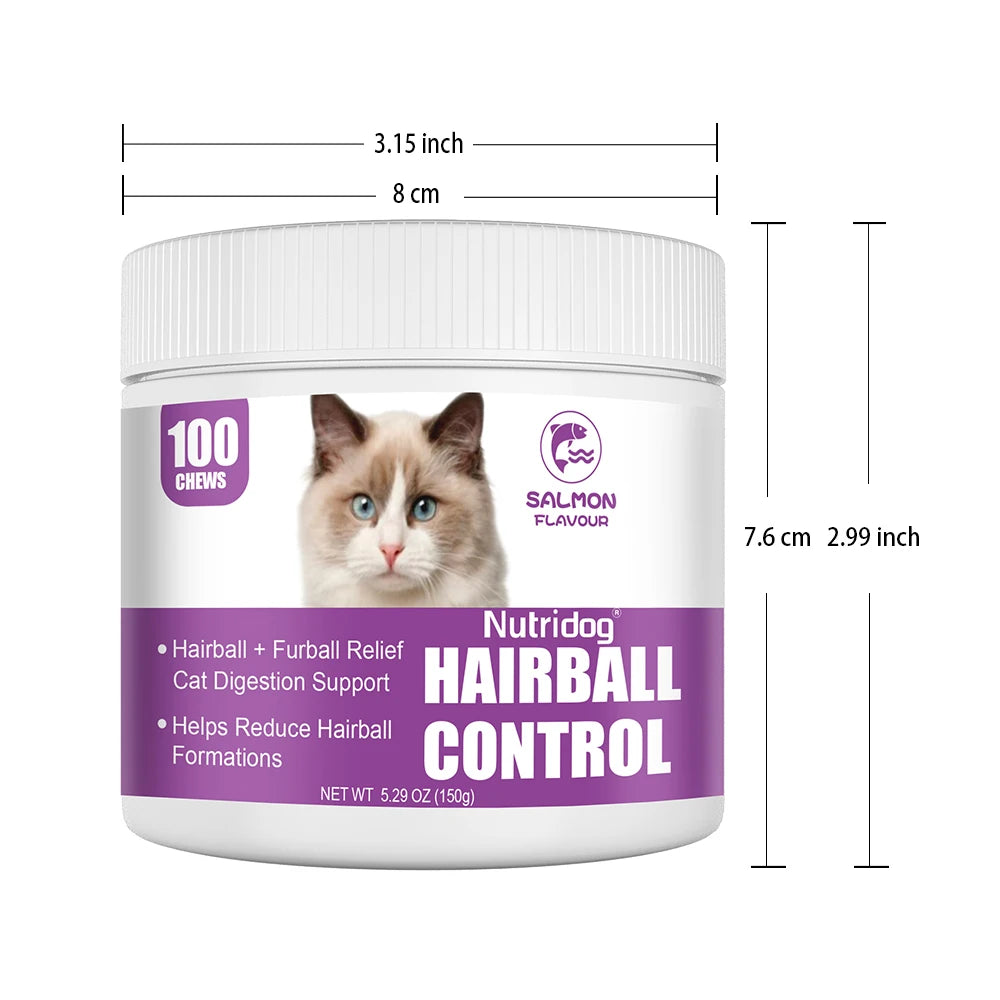 NUTRIDOG Cat Hairball Control Chews Omega 3 & 6 Psyllium Husk Biotin Hairball Control for Cats Digestive Health and Skin Support S578facefba6e4f9bad1b6f2a3f1cb039Q Mytailwiggles2.com
