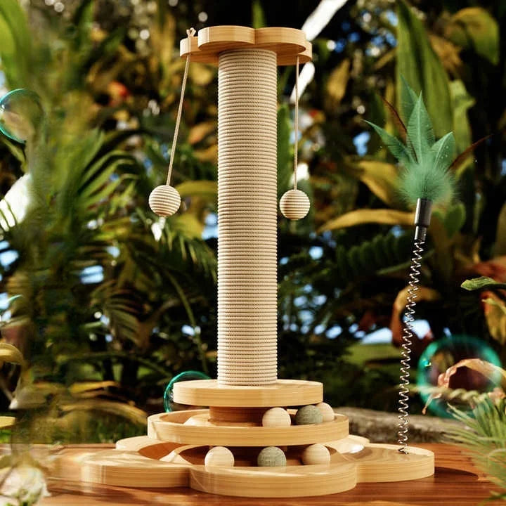 Indoor Cat Scratching Post for Home Pets, 2-Layer Ball Track Kitten Toy with Teasing Wand, Sisal Cat Scratching Post with Toy Ball S5804555b65264d1fbbd4008c20d38546f Mytailwiggles2.com