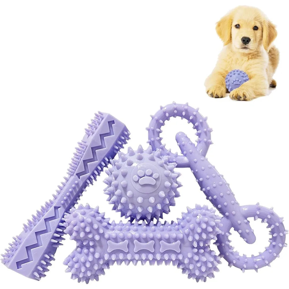 Puppy Toys for 2-8 Months Pets Dog Chew Toy for Small Puppies Teething Toys for Cleaning Teeth Food Dispensing Soft Durable Rubb Purple-4PCS United States S591093b57af146ec88d9e317bb26789fi Mytailwiggles2.com