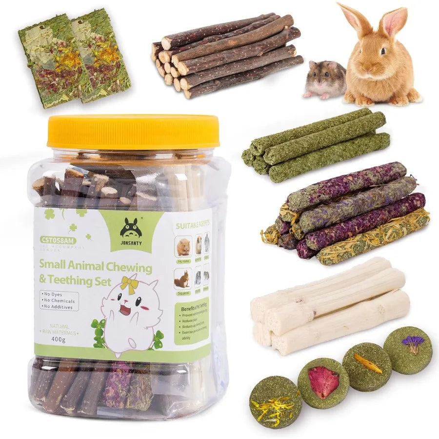 5060 PCS tural Rabbit Chew Toys Treats Timothy Sticks Apple Sticks Sweet Bamboo for Guinea Pig Hamster Chinchilla Rat Small Ani