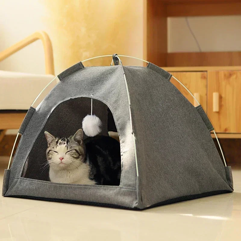 Pet Tent Bed Removable Cat Sofa Basket Canvas Semi-enclosed Cat House Dog Cave Hut Cat Sleeping Bed for Room Decor Pet Supplies S5ece6db359e24a11bb5bbf1048ccdd64H Mytailwiggles2.com