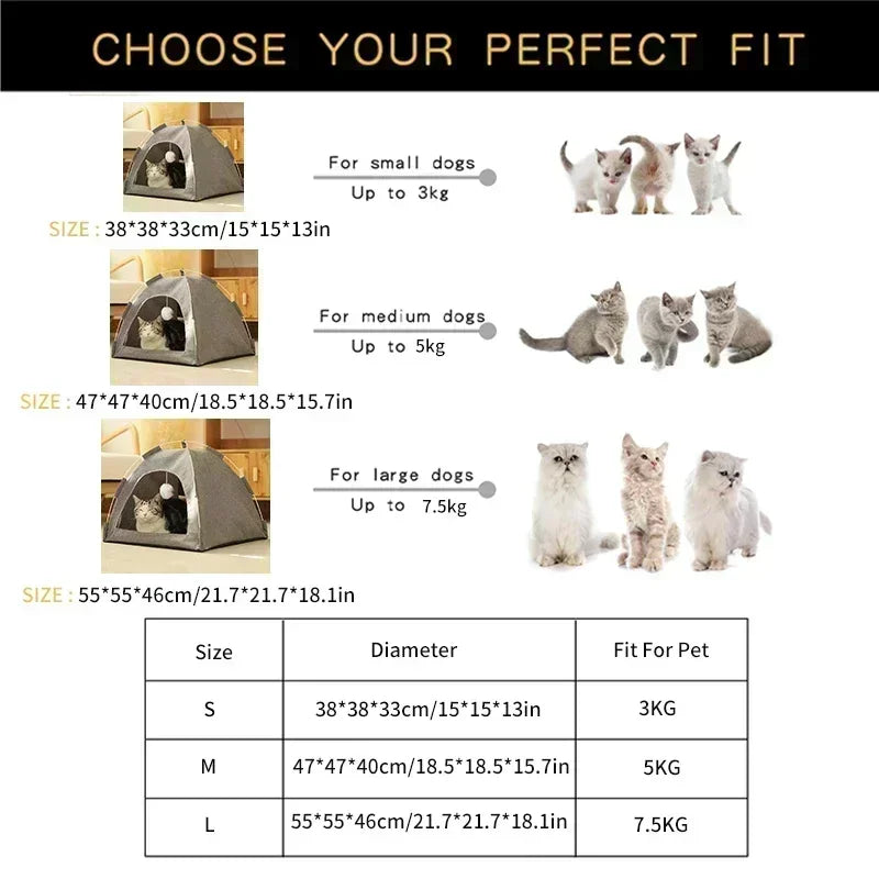 Pet Tent Bed Removable Cat Sofa Basket Canvas Semi-enclosed Cat House Dog Cave Hut Cat Sleeping Bed for Room Decor Pet Supplies S6175954a93744da692d24f6b5e8e30d3I Mytailwiggles2.com