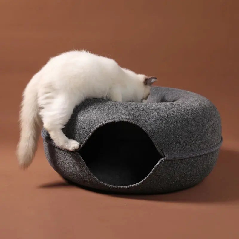 Donut Cat Bed Interactive Tunnel Pet Felt Indoor Toys Cats House Kitten Training Toy Cat Kennel Pets Supplies S642d8b9dc2d04a5181f23d853354161a1 Mytailwiggles2.com
