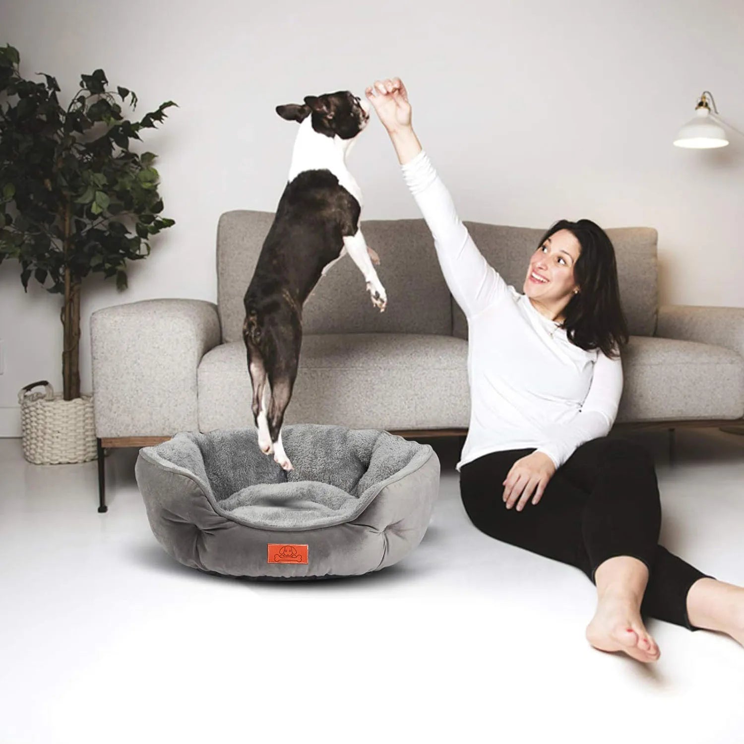 Pet Bed for Small and Large Pets, Soft, Washable, Non-Slip Base, Water Resistant, Grey, 50 cm S64ae7da7bfc1467d89512413cbebe977c Mytailwiggles2.com
