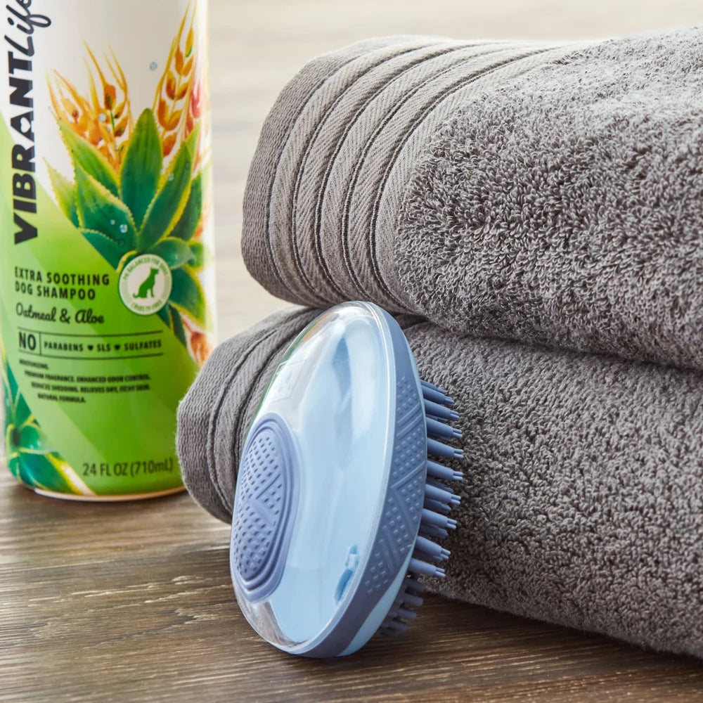 Ergonomic Dog Brush Shampoo Dispenser Bathing Tool with Soft Silicone Bristles Massaging Grooming Cleaning Pet Care S693c92ad22364506b98deed78e30c8abA Mytailwiggles2.com