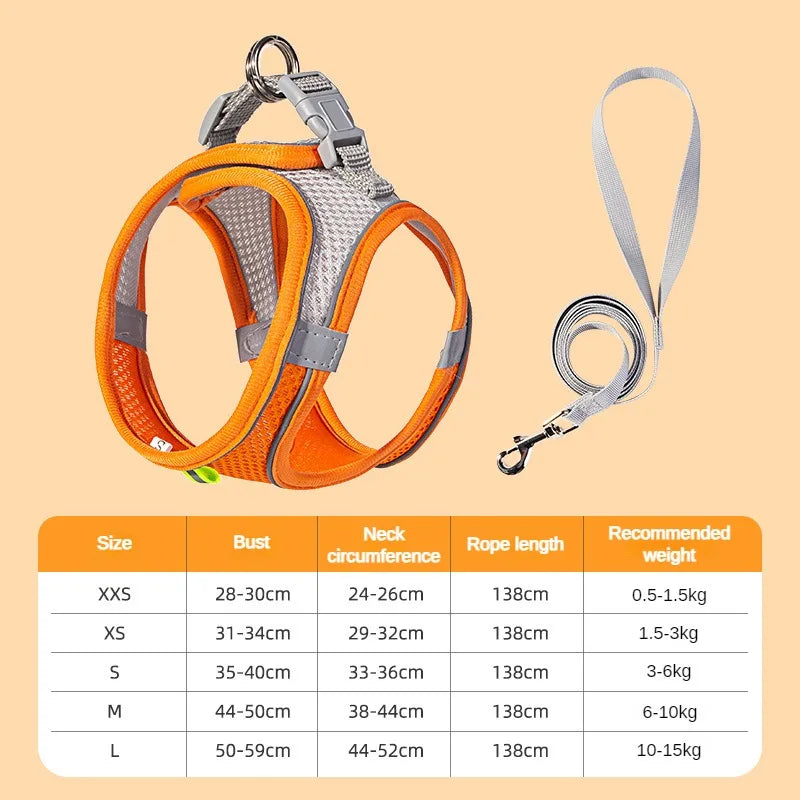 Puppy Harness Set Dog Accessories Adjustable Puppy and Cat Harness Vest French Bulldog Chihuahua Small Dog Collar Pet Leash Dogs United States Orange S6c39abab432543e88cd2e22db6fe0cadI Mytailwiggles2.com