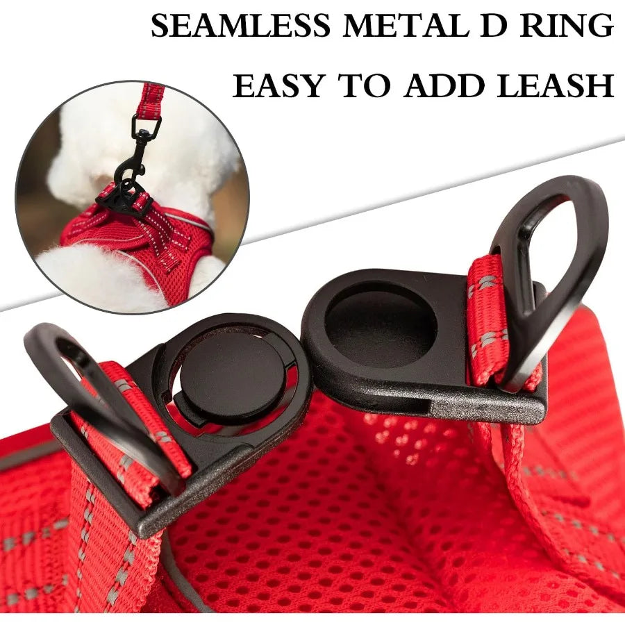 Dog Harness Dog Breathable Mesh Harness Vest Collar Soft Chest Strap Leash Set All Weather Mesh Adjustable Reflective Puppy Har