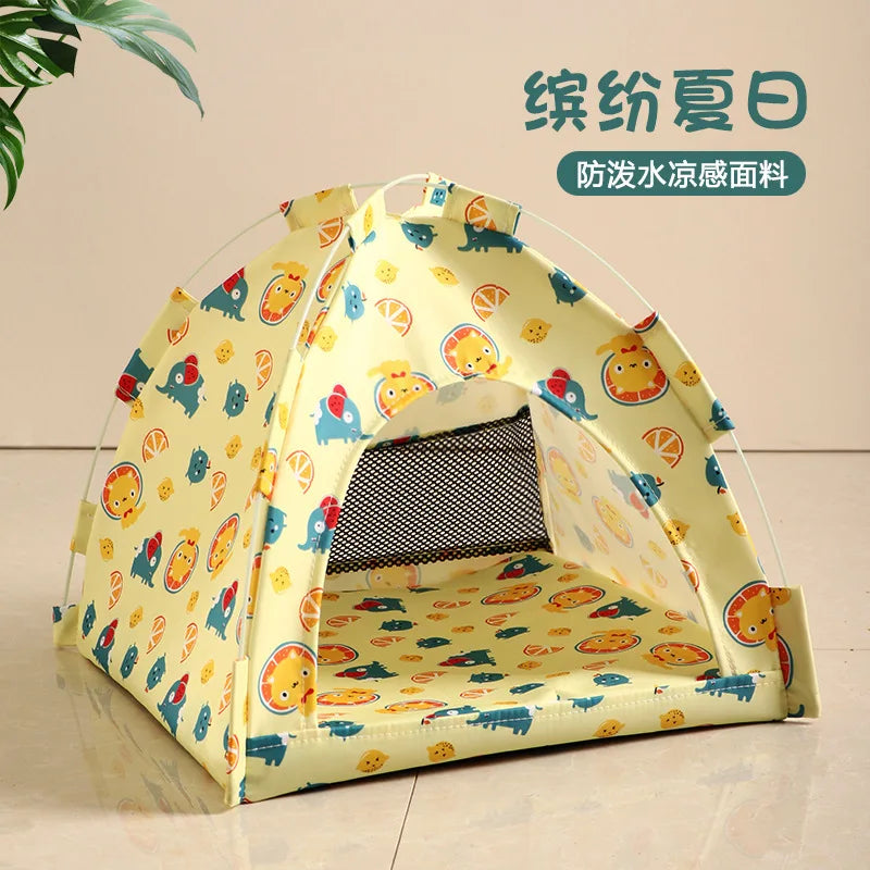 Pet Tent Bed Removable Cat Sofa Basket Canvas Semi-enclosed Cat House Dog Cave Hut Cat Sleeping Bed for Room Decor Pet Supplies Yellow S73f3008d2614446696286c75221e60798 Mytailwiggles2.com