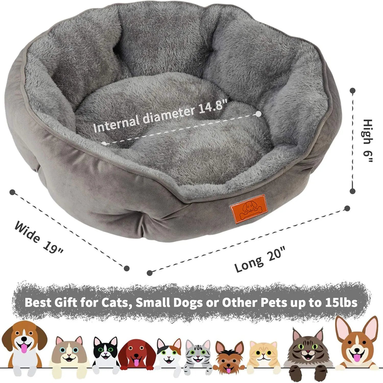 Pet Bed for Small and Large Pets, Soft, Washable, Non-Slip Base, Water Resistant, Grey, 50 cm S749b6c55fb4f4d79aad22306f78b0fe1H Mytailwiggles2.com