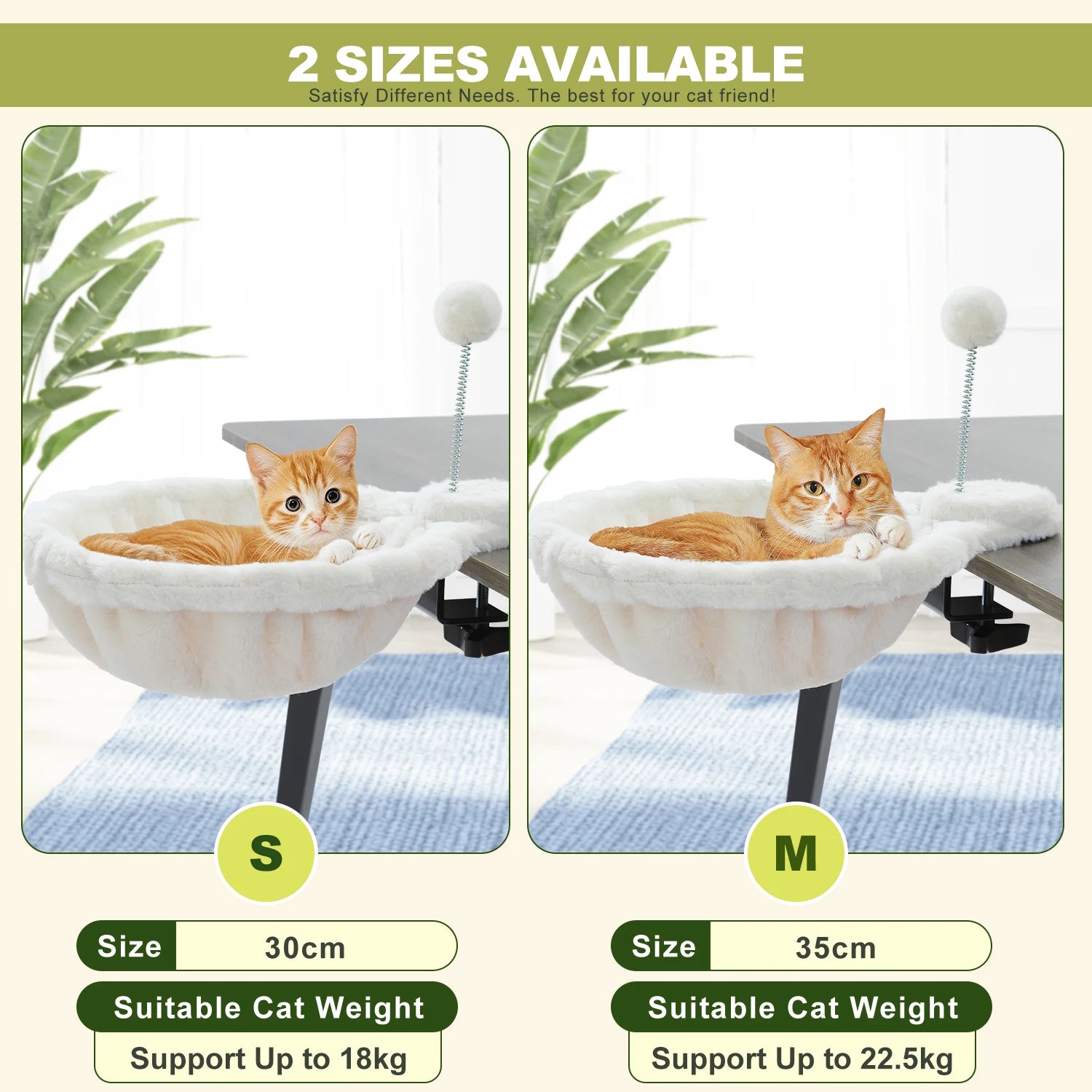 Cozy Removable&Portable Cat Bed,Safe Cat Hammock&Basket with Interactive Plush Ball Toy, Beige,Perfect for Indoor Cats&Desk Use S7c53a2bcc622484b969c22baf5b0c69eE Mytailwiggles2.com