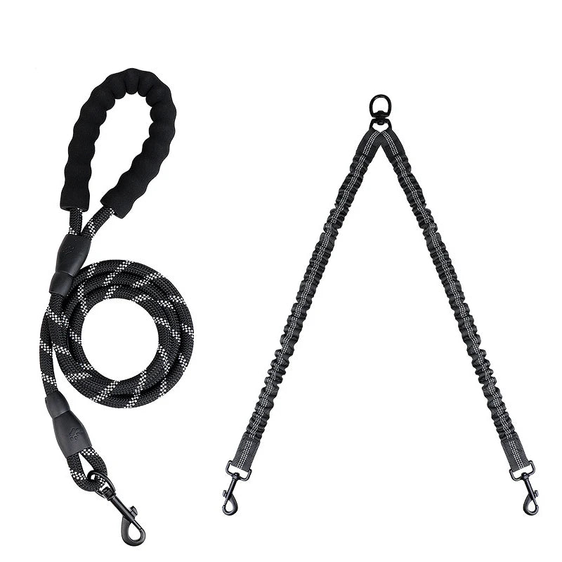 Pet Dog Double Leashes Elastic Rope Two Heads Nylon Two Dogs Collars Harness Leads Dog Leashes Dogs Leash Way Coupler Walk Two S7e297dd2eb5c403a9bbff2853afac812B Mytailwiggles2.com