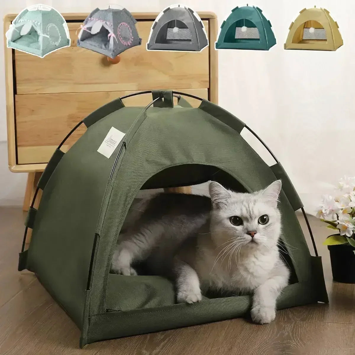 Pet Tent Bed Removable Cat Sofa Basket Canvas Semi-enclosed Cat House Dog Cave Hut Cat Sleeping Bed for Room Decor Pet Supplies S86c448a4ae40467ba23ea392e7f2d2abU Mytailwiggles2.com
