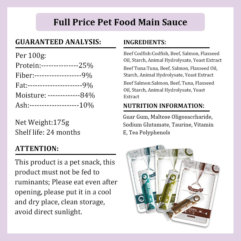 Cat Strips 13gX8PCS Wet Food Pet Cat Snacks Cod Tuna Beef Pet Food Cats Supplement Protein DHA Cat Sauce Make Hair Beautiful United States S992adb65b2554aaeb6561c464dd6d8f6I Mytailwiggles2.com