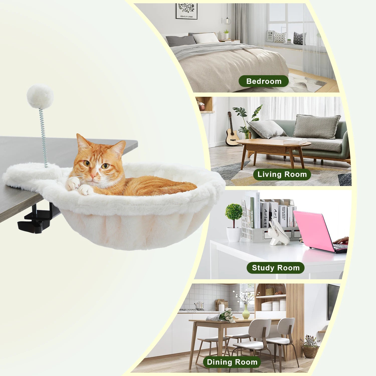 Cozy Removable&Portable Cat Bed,Safe Cat Hammock&Basket with Interactive Plush Ball Toy, Beige,Perfect for Indoor Cats&Desk Use S8cea0ecbf9c84343ba510ba888f4f29bt Mytailwiggles2.com