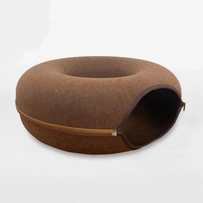Donut Cat Bed Interactive Tunnel Pet Felt Indoor Toys Cats House Kitten Training Toy Cat Kennel Pets Supplies coffee S918ba0e4929d4656aa0176dfd0e473e6C Mytailwiggles2.com