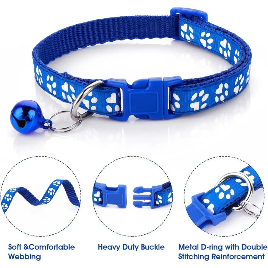 XXS Dog Collar and Leash Set with BellPink Nylon Paw Cat Collar Girl Female Cute Fay Puppy Collar with Bells for XXS XS Tiny Li S9c186b80590d4765b49a7a74d8d1c241h Mytailwiggles2.com