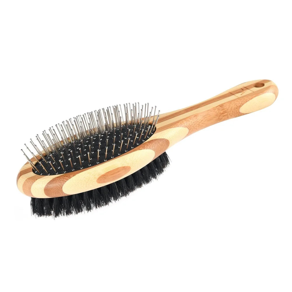 Bamboo Dog Grooming Brush Dual-Sided Pin and Bristle Design Finishing Detangling Medium Long Coats Healthy Skin Shine S9cb52a00cf394f57a73b66515280dc60t Mytailwiggles2.com