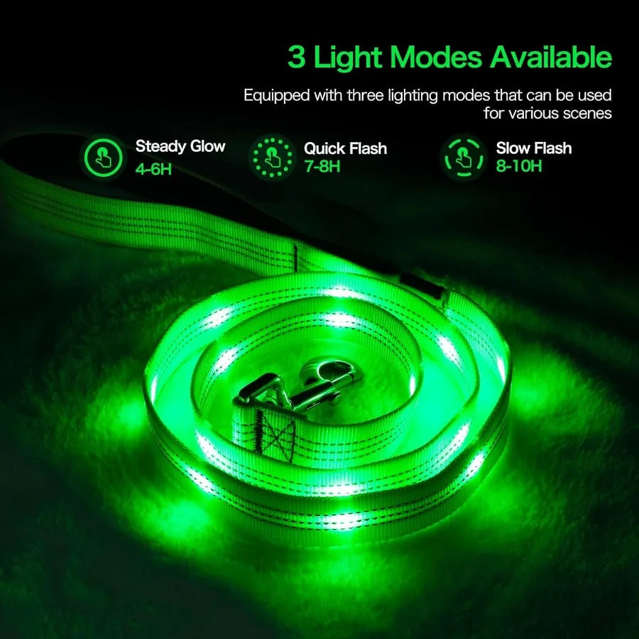 Glowing Light Up LED Dog Leash 4ft USB Rechargeable Flashing Nylon Leash for Small Medium Large Dogs 3 Flash Modes Green Sa2a7034a5abf4070945f943c0bf20fe5E Mytailwiggles2.com