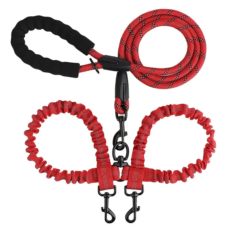 Pet Dog Double Leashes Elastic Rope Two Heads Nylon Two Dogs Collars Harness Leads Dog Leashes Dogs Leash Way Coupler Walk Two Red Sa95e38a3fc5c41888446e9cfb81d440fs Mytailwiggles2.com