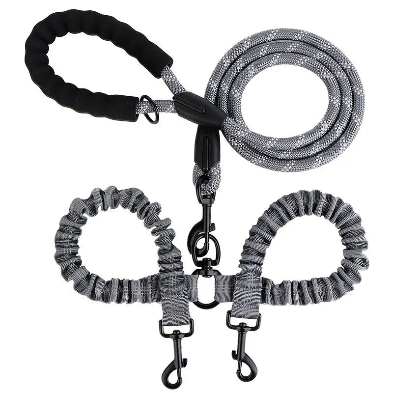 Pet Dog Double Leashes Elastic Rope Two Heads Nylon Two Dogs Collars Harness Leads Dog Leashes Dogs Leash Way Coupler Walk Two Grey Sad70e7a0e00c45109f8cc79df8da3b24N Mytailwiggles2.com