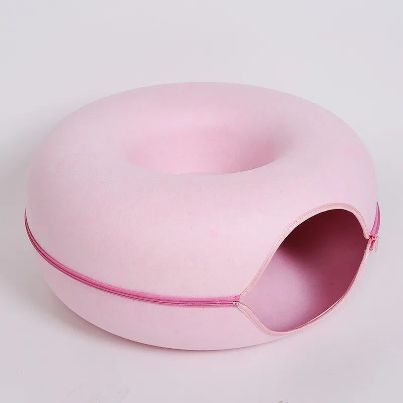 Donut Cat Bed Interactive Tunnel Pet Felt Indoor Toys Cats House Kitten Training Toy Cat Kennel Pets Supplies pink Saeac2651c1e6498bb556099749a73e1bW Mytailwiggles2.com