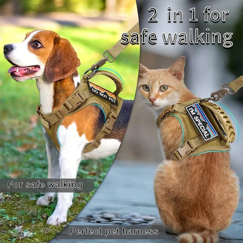 Tactical Cat Dog Harness Leash Adjustable Soft Mesh Pet Vest Cats Escape Proof Vest for Working Training for Large Cat/Small Dog Sb6a6e010228149bf9e39a574689fc0b21 Mytailwiggles2.com