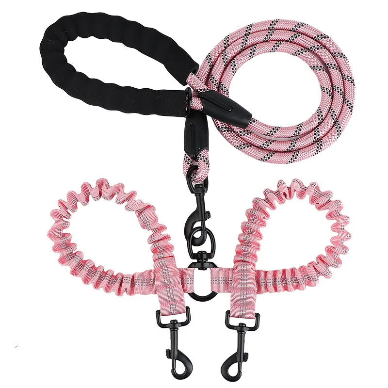 Pet Dog Double Leashes Elastic Rope Two Heads Nylon Two Dogs Collars Harness Leads Dog Leashes Dogs Leash Way Coupler Walk Two Light pink Sbbb572d209374b7fa68f5afbc14cb341L Mytailwiggles2.com