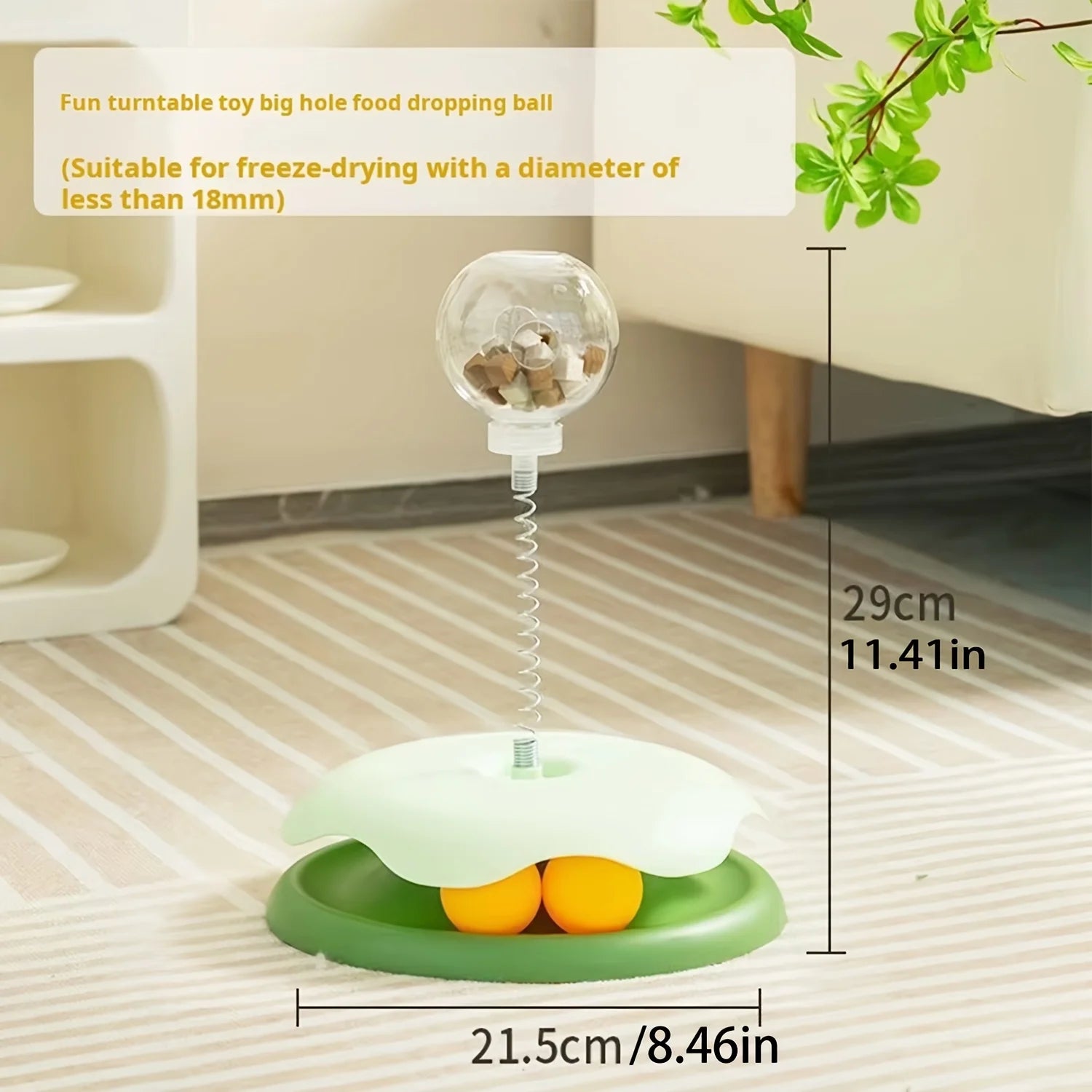 Turntable Cat Toy with Treat Dispensing Ball, 3-in-1 Self-Entertainment for Cats, Educational Slow-Feeding Toy Ball, Cat Teaser Wand Combined with Turntable, Spring Treat Dispensing Ball, Cat Pet Supplies S0338374dbf534c62a931ba1ca8a7e8d5H Mytailwiggles2.com