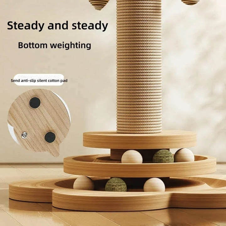 Indoor Cat Scratching Post for Home Pets, 2-Layer Ball Track Kitten Toy with Teasing Wand, Sisal Cat Scratching Post with Toy Ball Sc15fbada0fb349a286036241645f7972L Mytailwiggles2.com