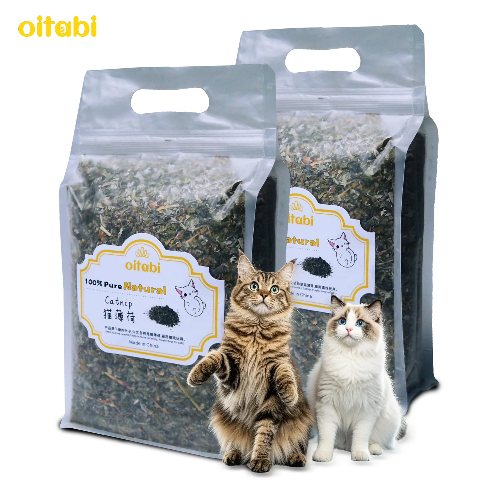 Oitabi 150g/300g Catnip for Cats – Natural Cat Nip, Resealable – Fresh, Potent and Promotes Cat Exercise, Play and Engagement