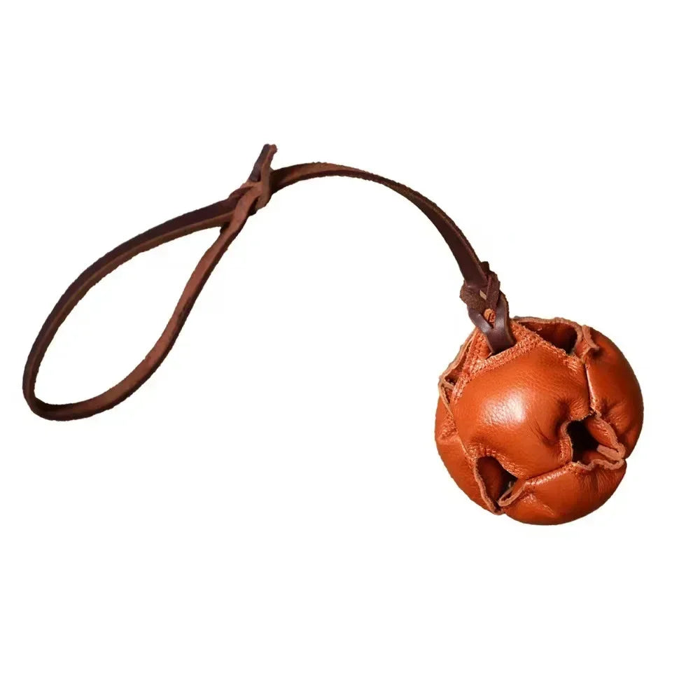Leather Dog Training Ball Toy Dog Ball Tug Toy, with a Handle Dog Bite Toy, Soft Puppy Reward Toy for Fetch Catch Throw Pet Toys S4638ef5222ec4738baed6483e374e405R Mytailwiggles2.com
